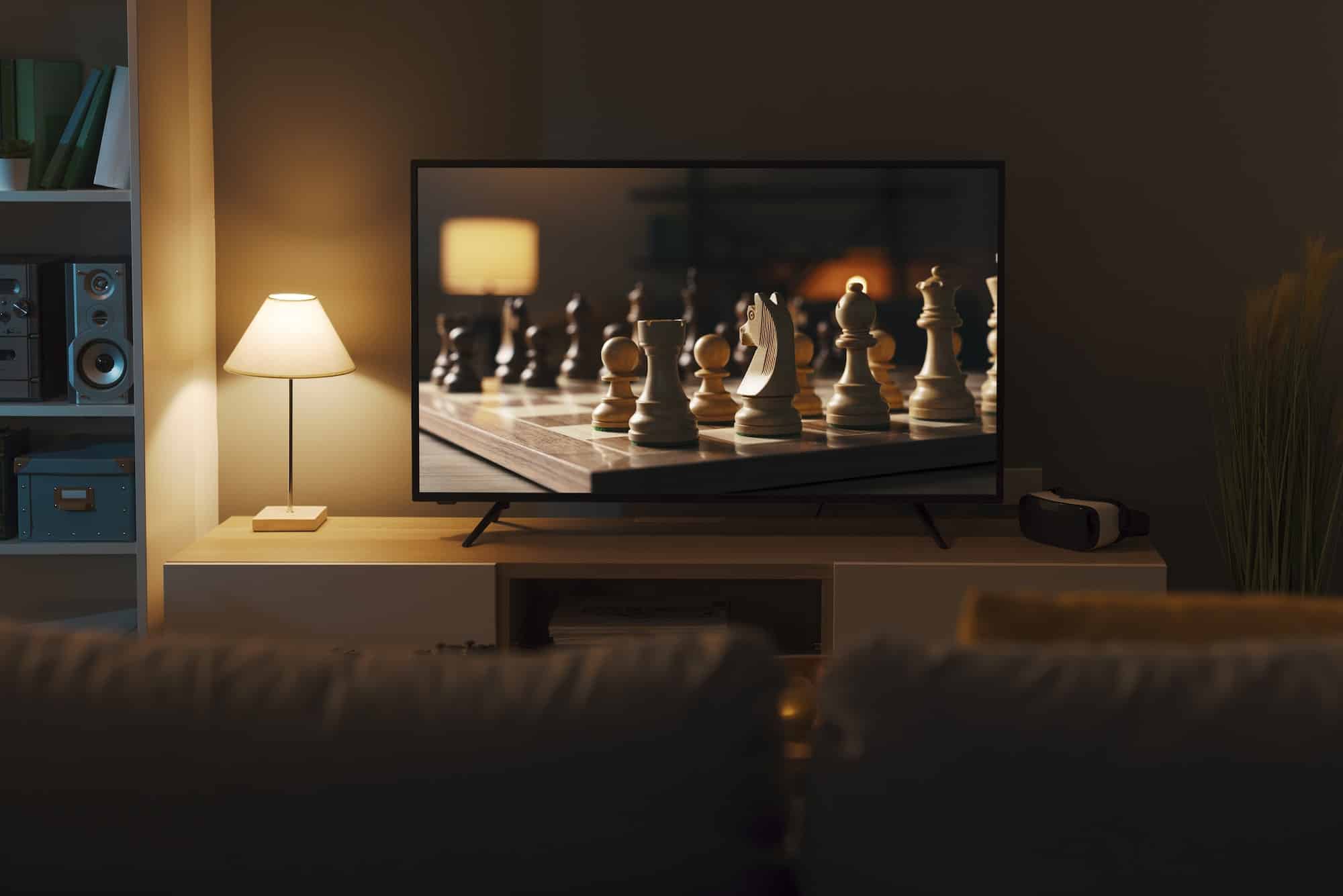 Chess game on a widescreen television